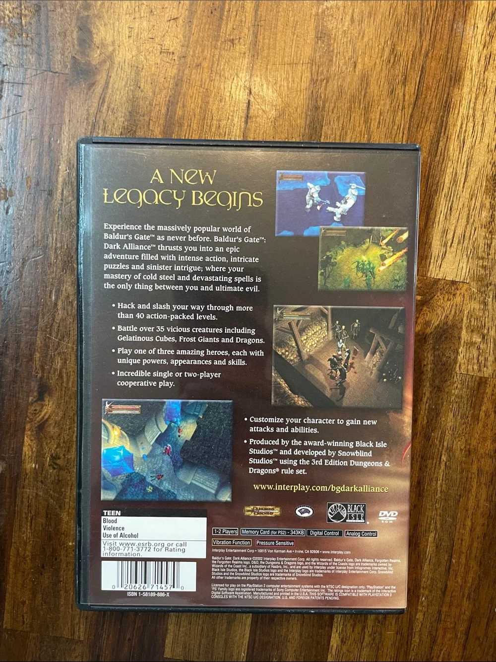 PS2 Baldurs Gate Dark Alliance Game